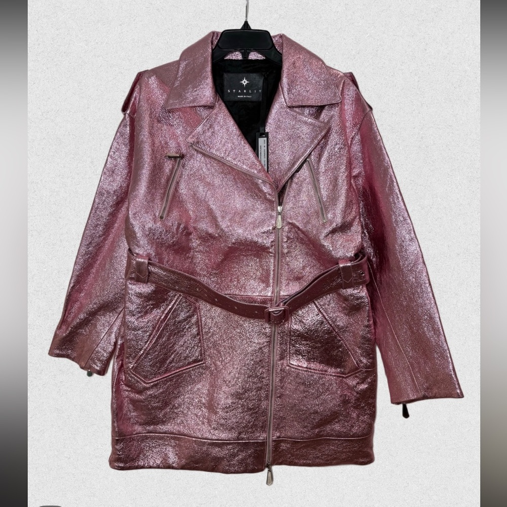 Starlit metallic pink biker jacket dress